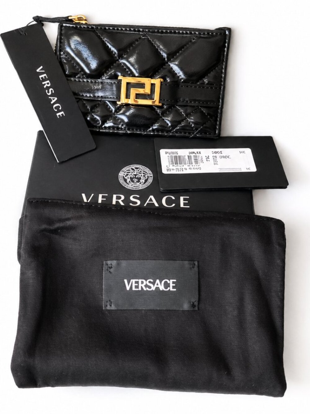 Versace Greca Goddess Quilted Zipped Card Holder | BNWT | Full Inclusion